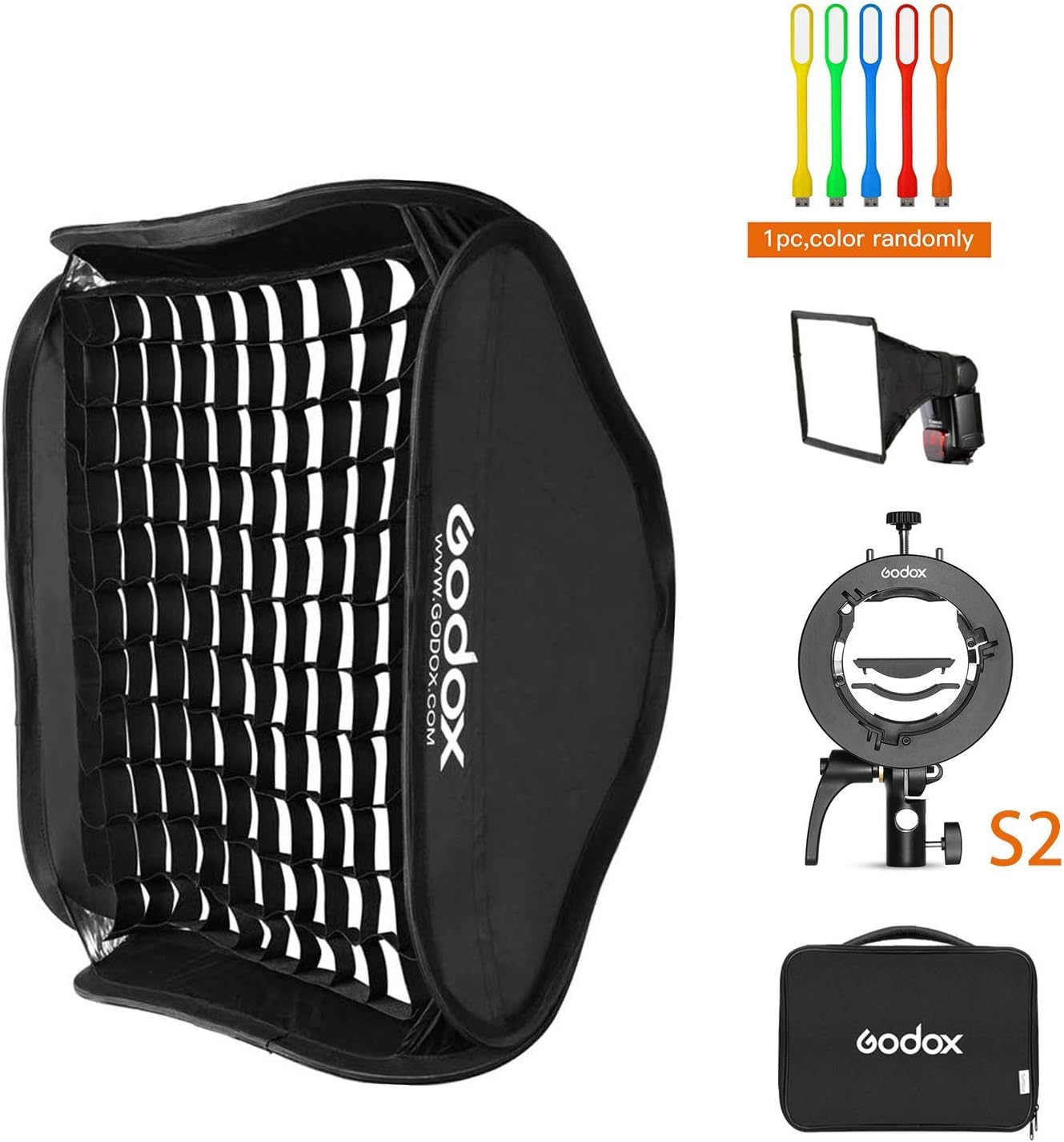 24x24inch Foldable Flash Softbox with Bowens Mount and Carrying Case, Pack of 2 E7021