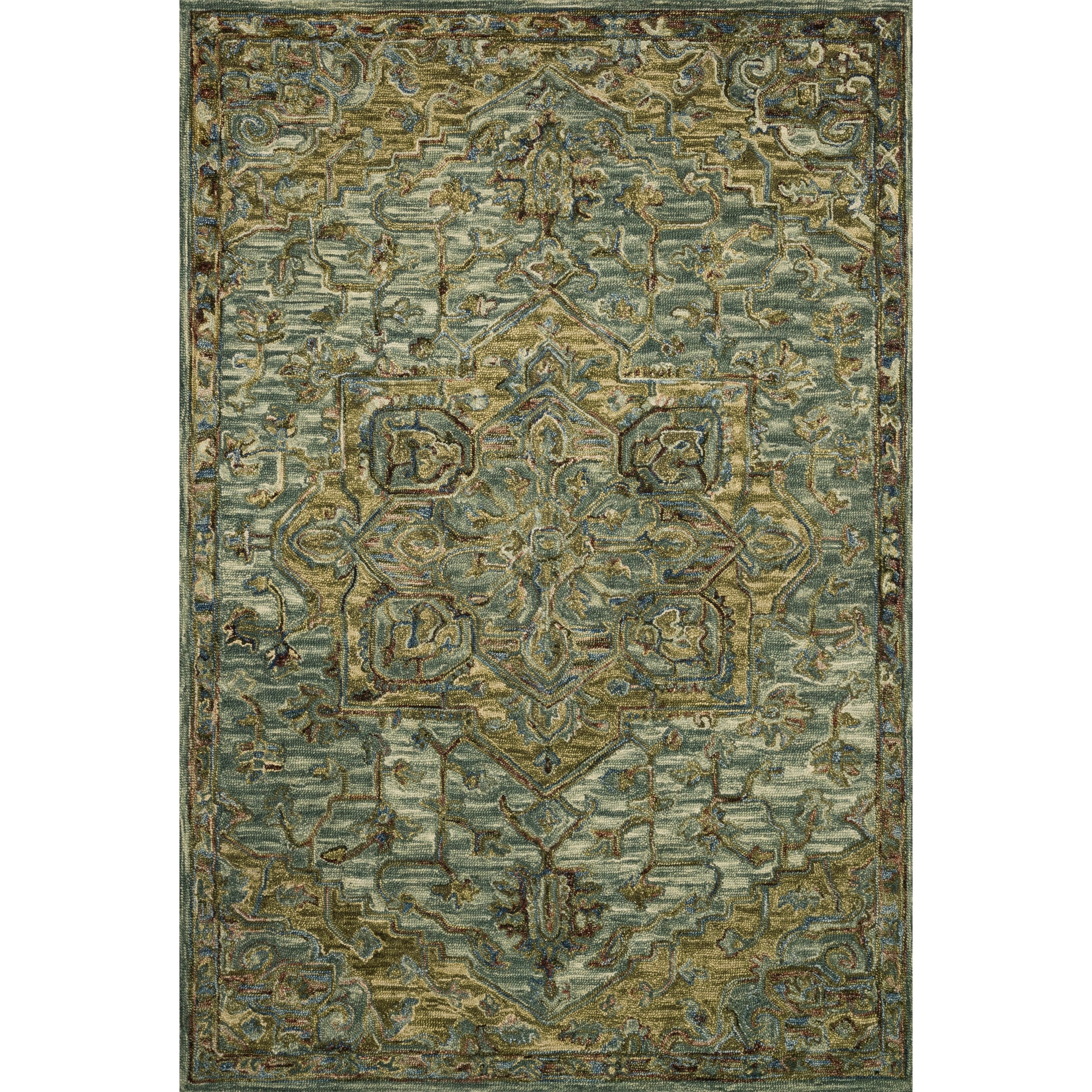 Hand-hooked Wool Medallion Area Rug 7'9" x 9'9" D816049