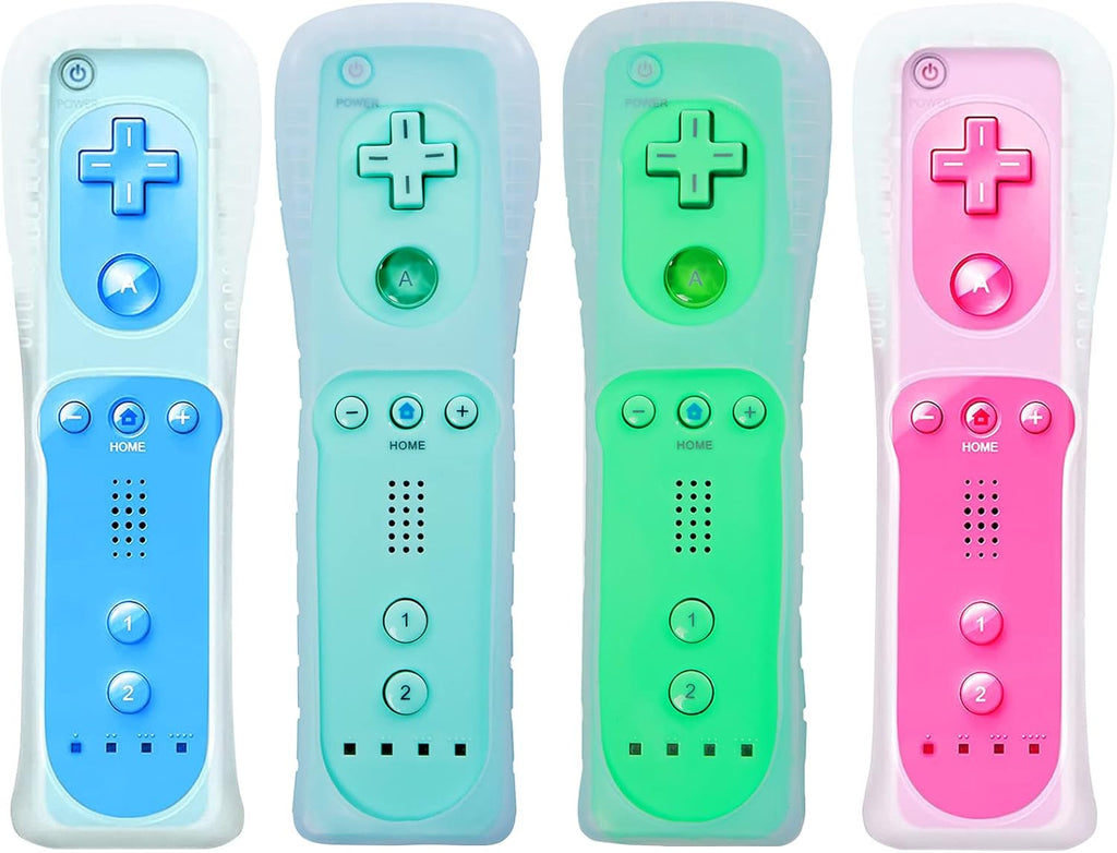 Wii Remote Controller 4 Pack Silicone Case and Wrist Strap, White Black Deep Blue Red Z505
