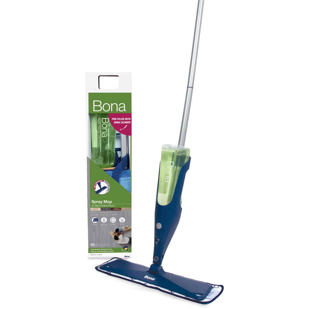 Floor Spray Mop with Reusable Microfiber Pad and Refillable Multi Surface Floor Cleaner Liquid Z517917