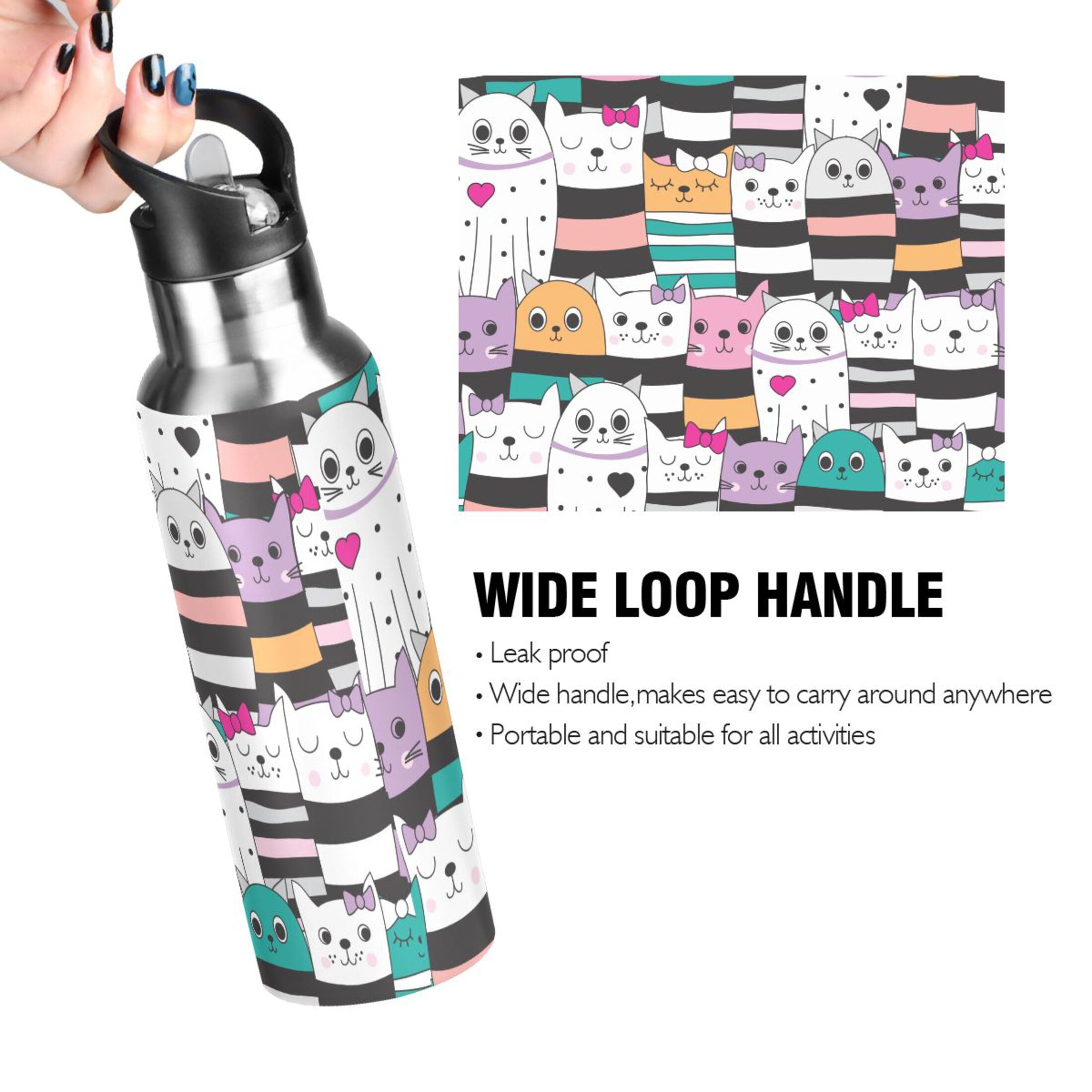Stainless Steel Insulated Water Bottle with Straw Lid V8082