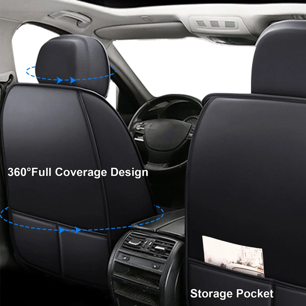 Waterproof PU Leather Full Set Car Seat Covers Black+Blue D742
