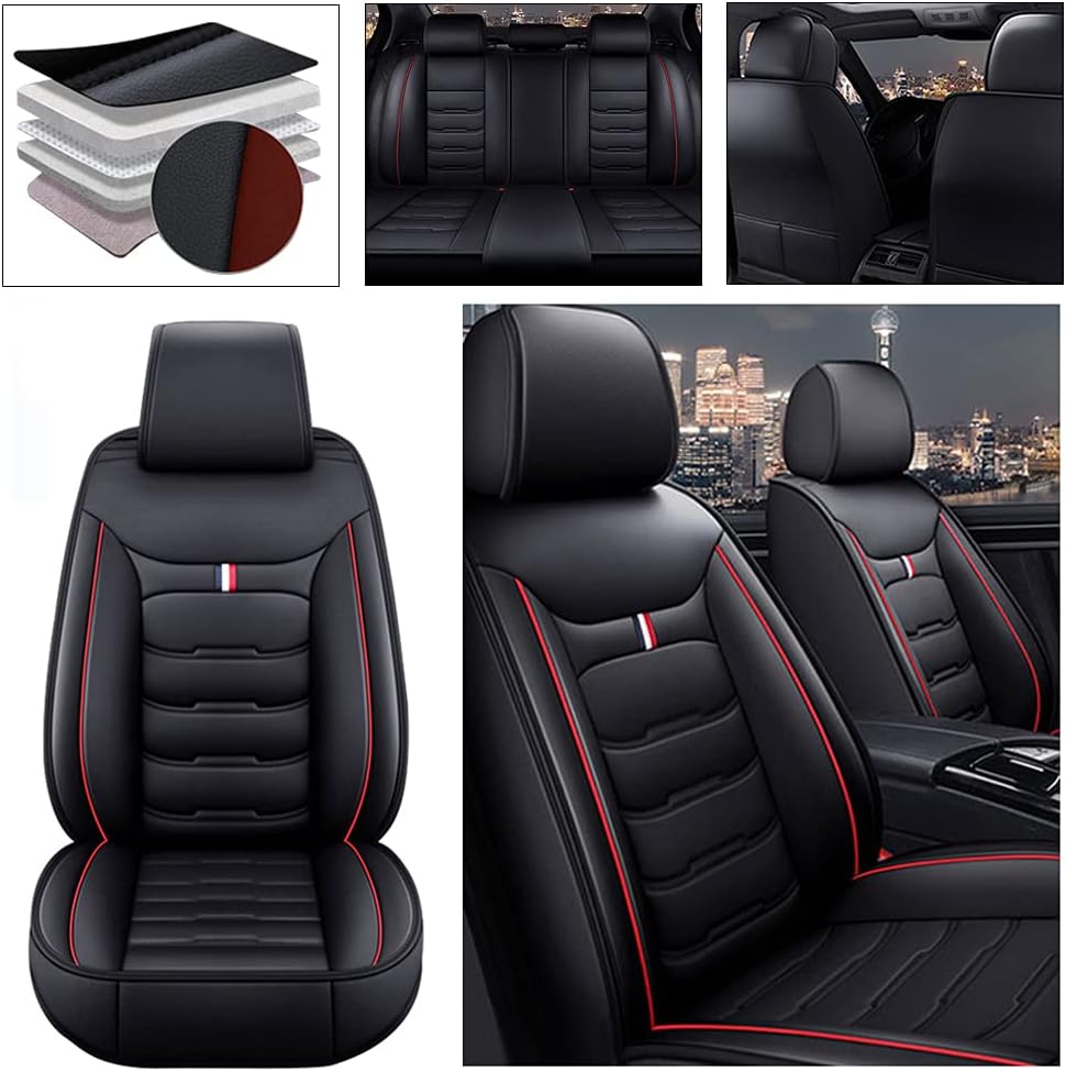 Beige PU Leather Car Seat Covers for Kona 2016-2022 Front Rear 5 Seats Y3059