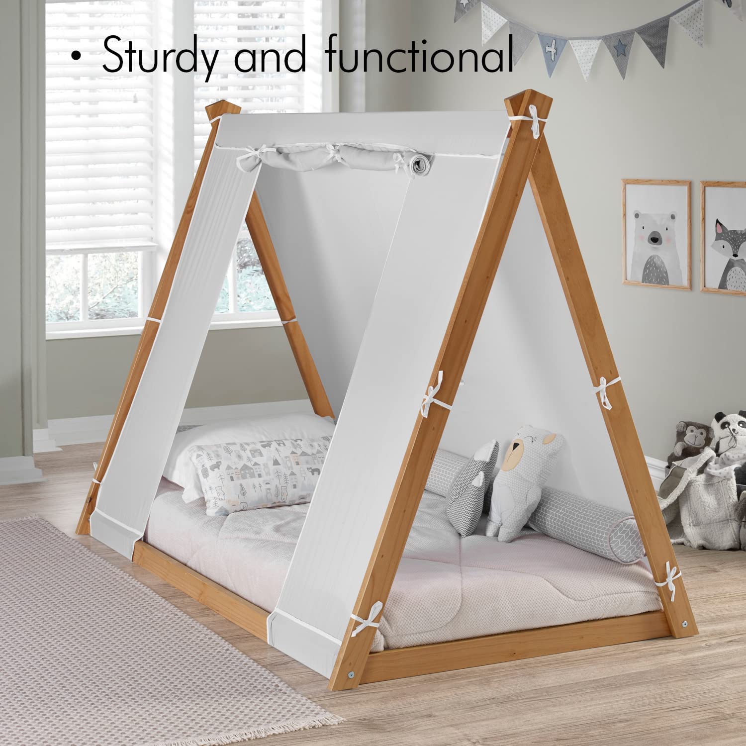 Twin Floor Bed with Natural Frame D961