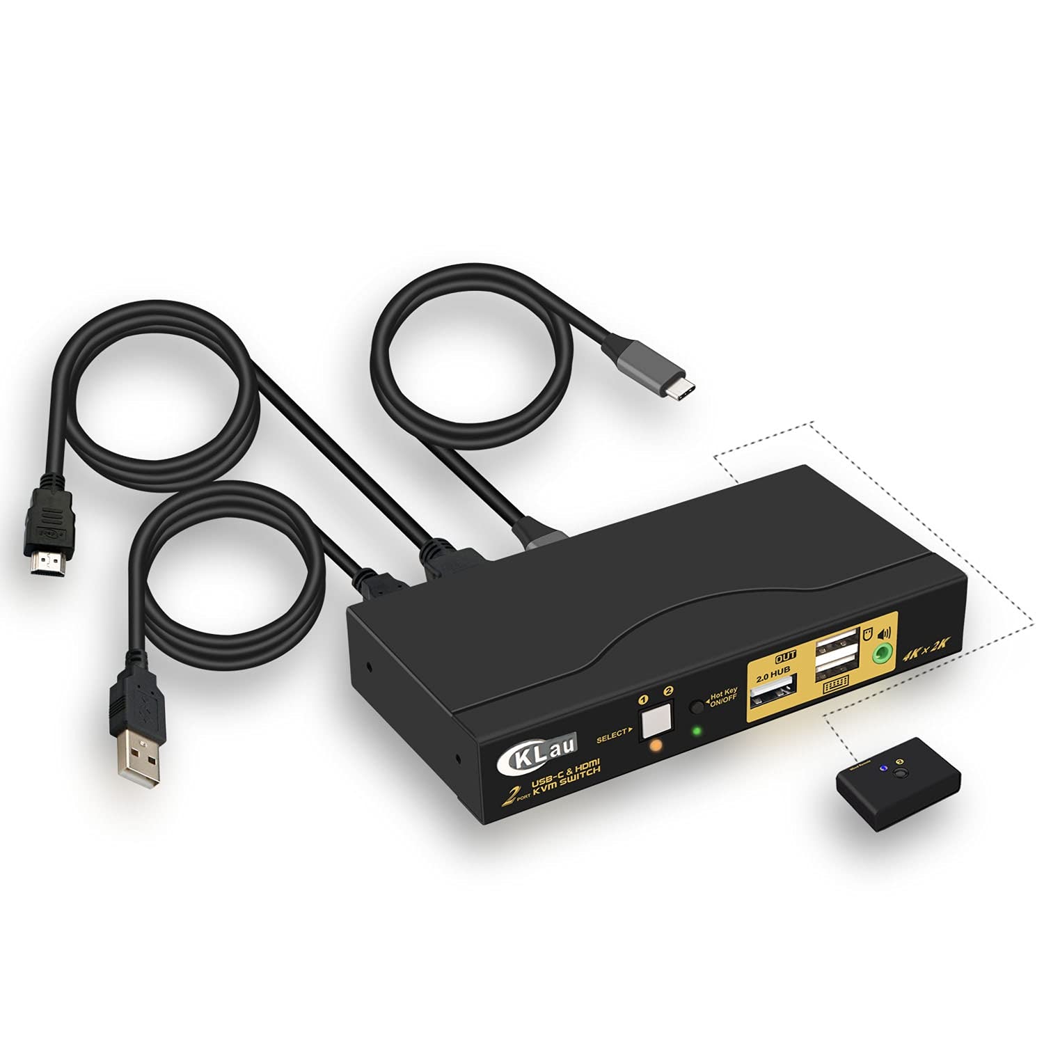 4K@60Hz 2 Port USB C KVM Switch Dual Monitor with Audio A3492