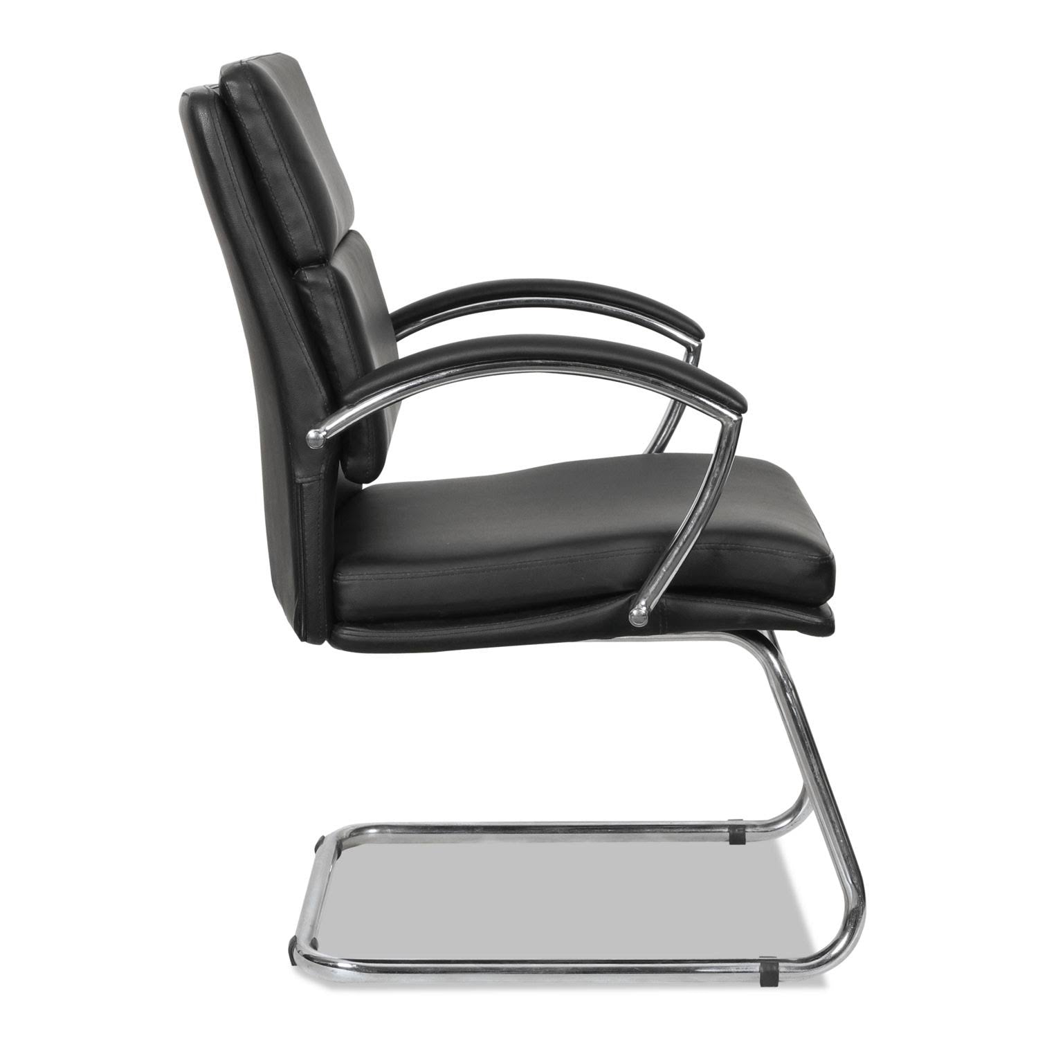 Slim Profile Soft Leather Guest Chair, Black/Chrome S1796