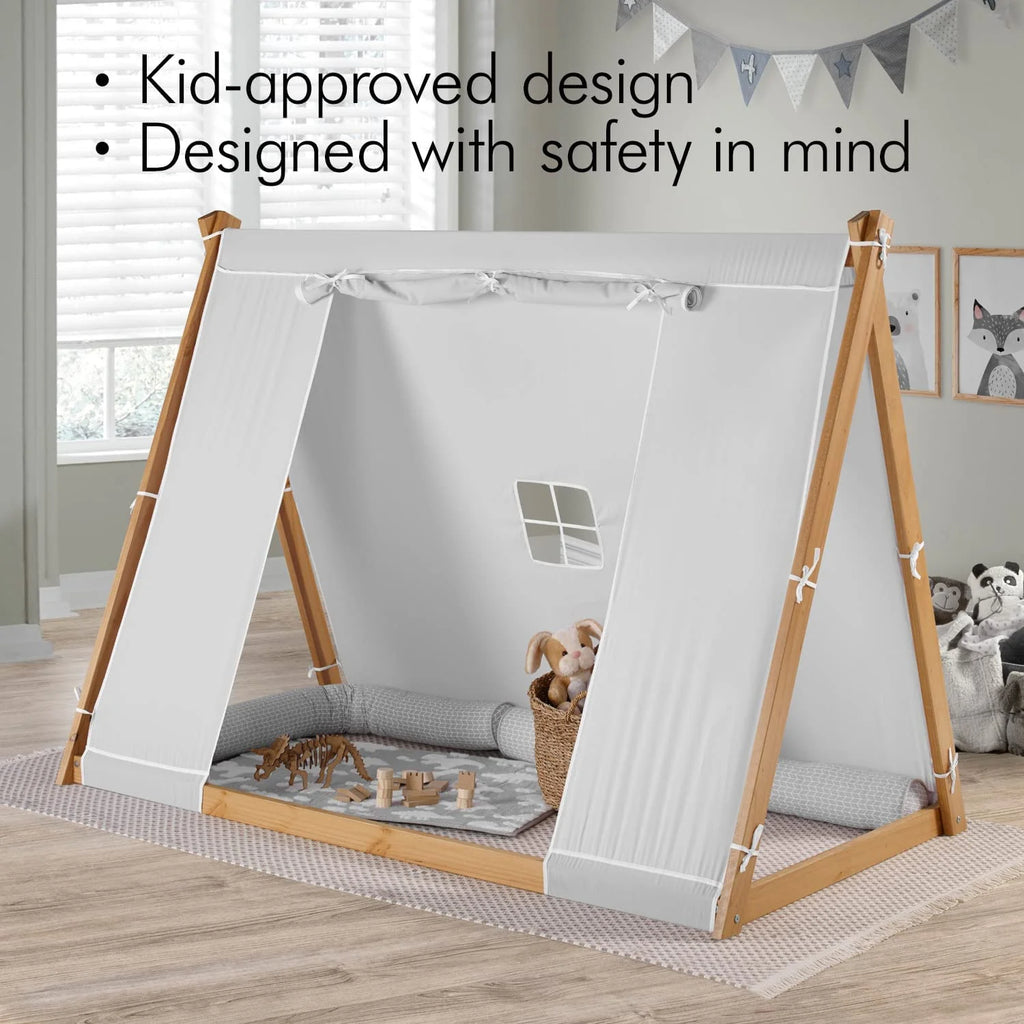 Twin Floor Bed with Natural Frame D961