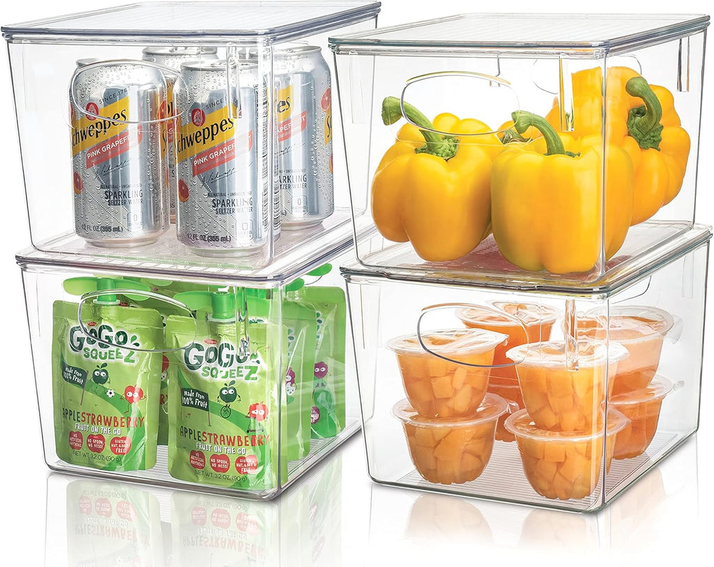 Clear Stackable Plastic Storage Bins with Lid, 4 Pack of 2 H875