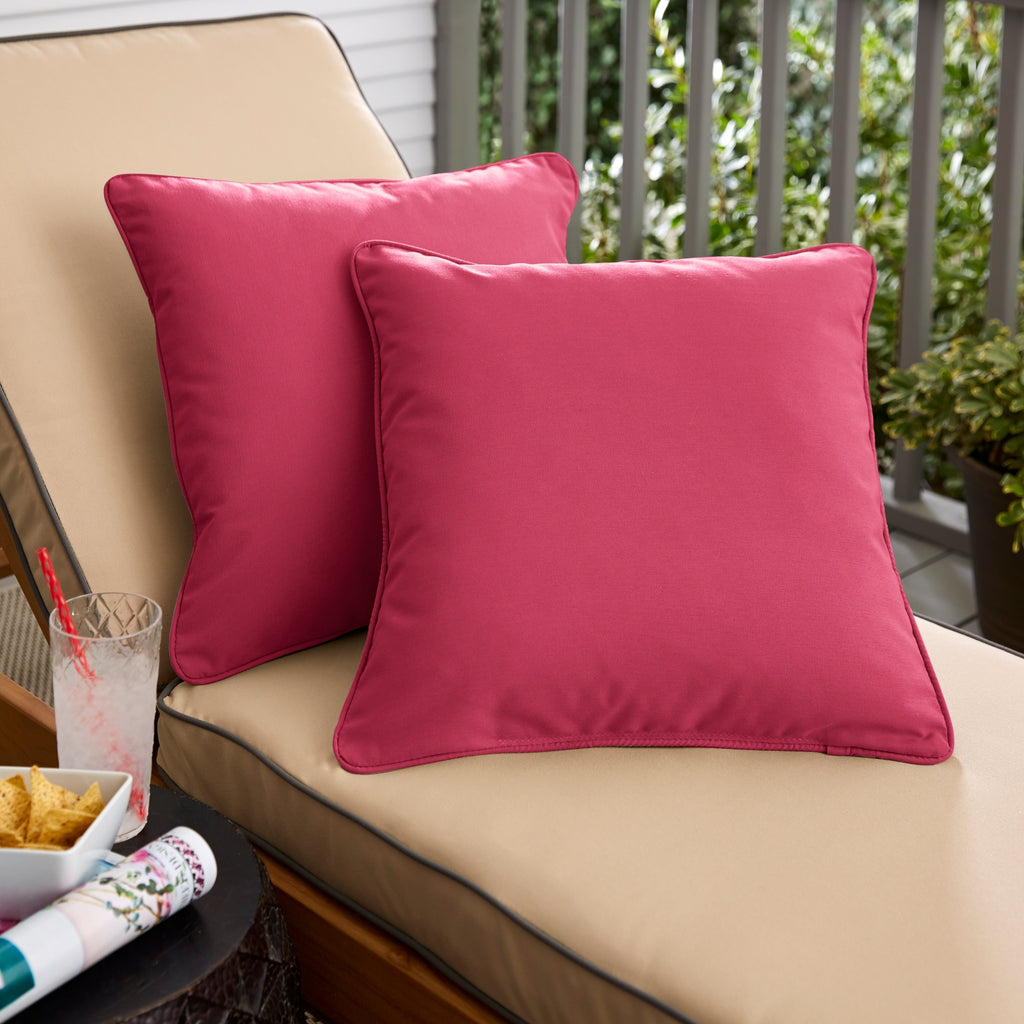 Hot Pink Corded Square Pillows Set of 2 T527