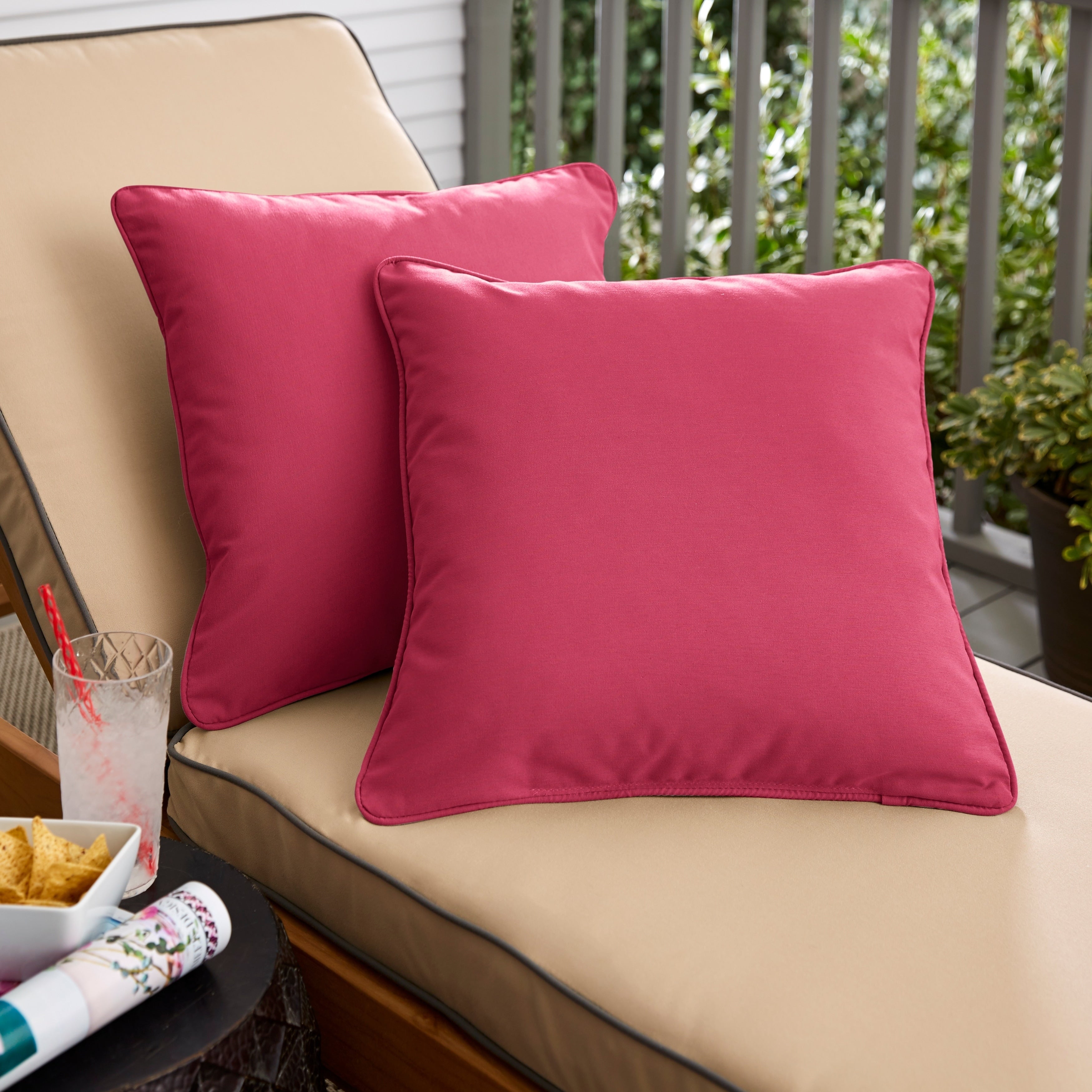 Hot Pink Corded Square Pillows Set of 2 T527