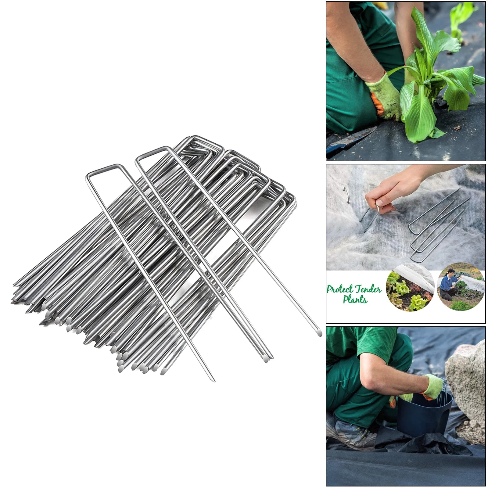 50 Packs Galvanised Ground Pegs for Artificial Grass F13271