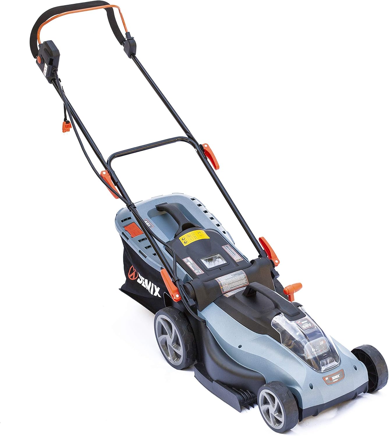 Blue 15 Inch Cordless Brushless Push Lawn Mower with Battery and Charger Y167