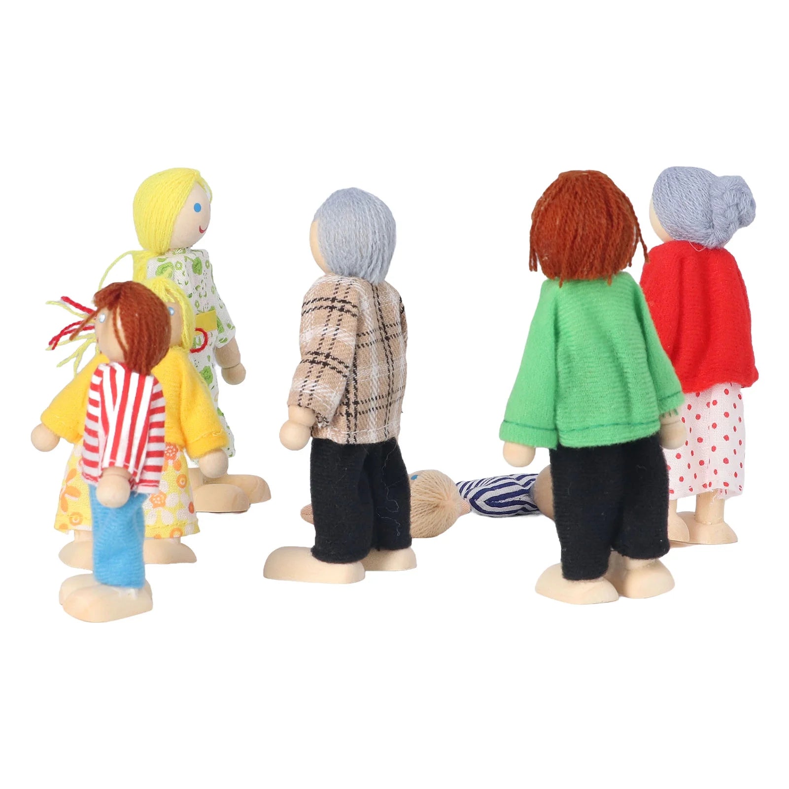 8pcs Wooden Dollhouse People Figures J698