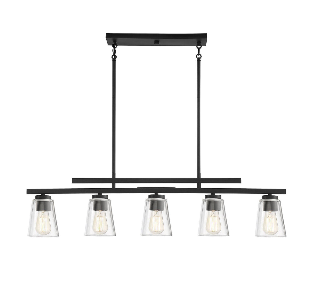 Matte Black 5-Light Linear Chandelier B3105