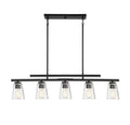 Matte Black 5-Light Linear Chandelier B3105