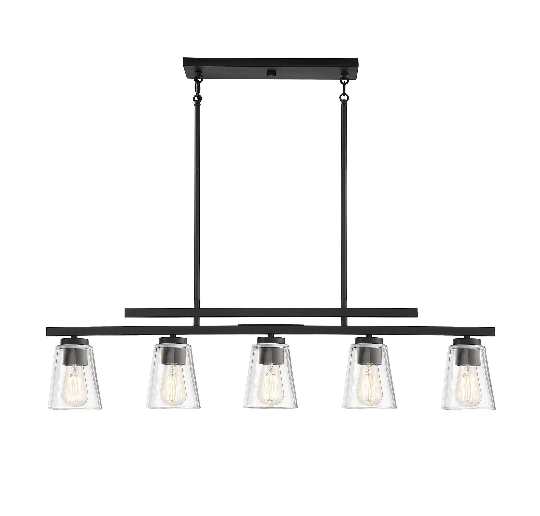 Matte Black 5-Light Linear Chandelier B3105