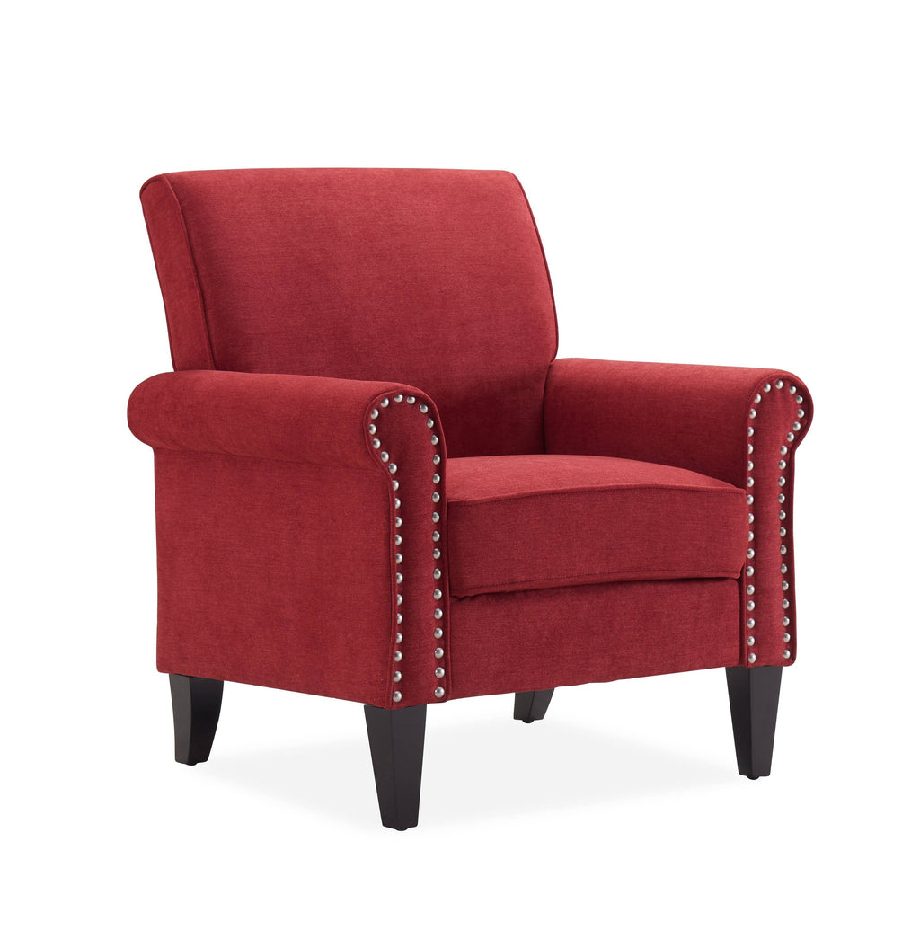 Red Velour Traditional Armchair P622004