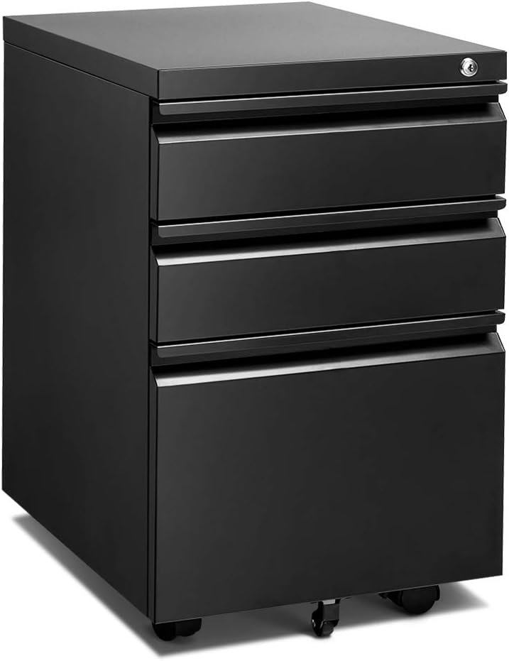 White 3 Drawer Locking Rolling Metal Filing Cabinet M23619