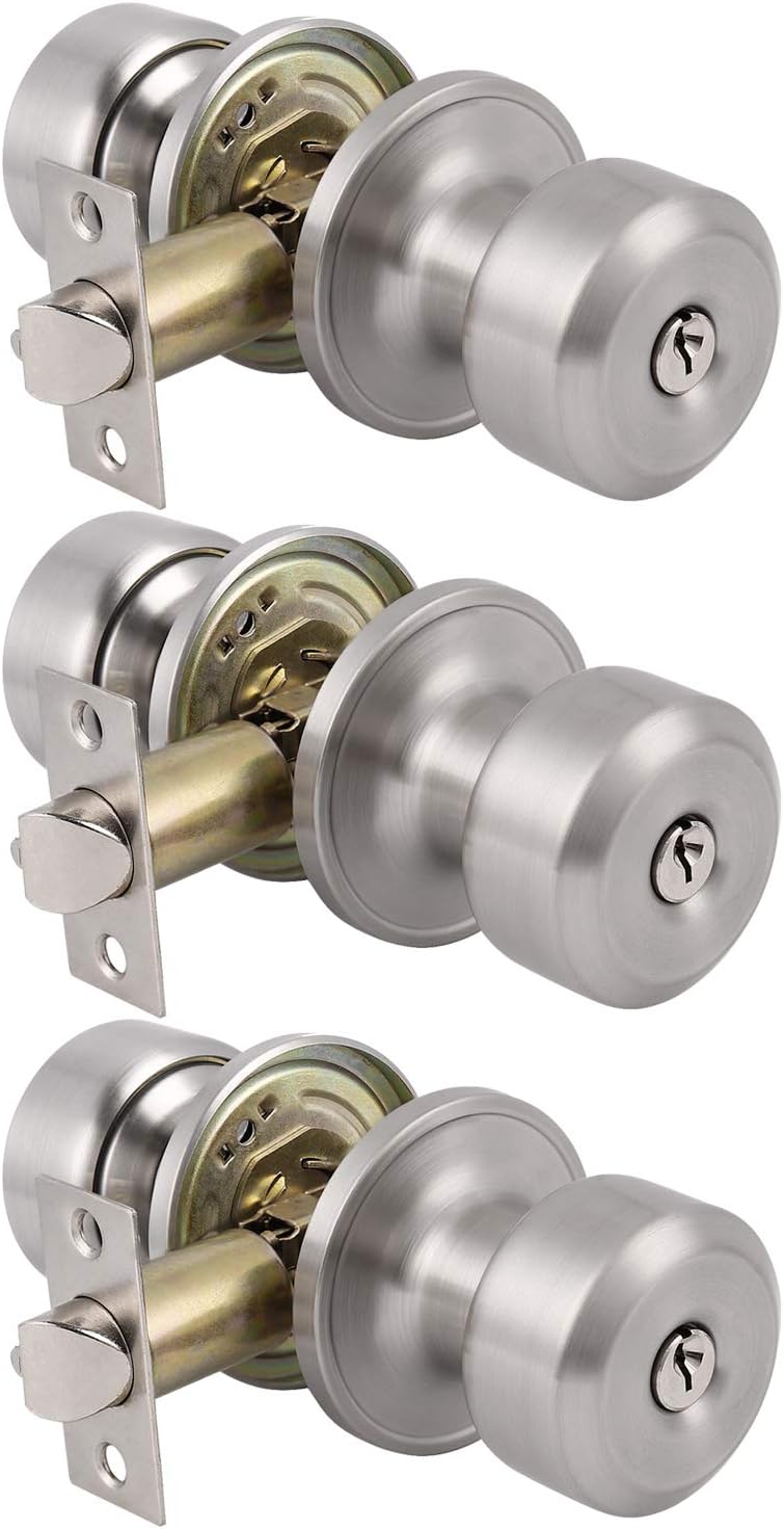 6 Pack Keyless Privacy Door Knobs Brushed Nickel Stainless Steel X44200