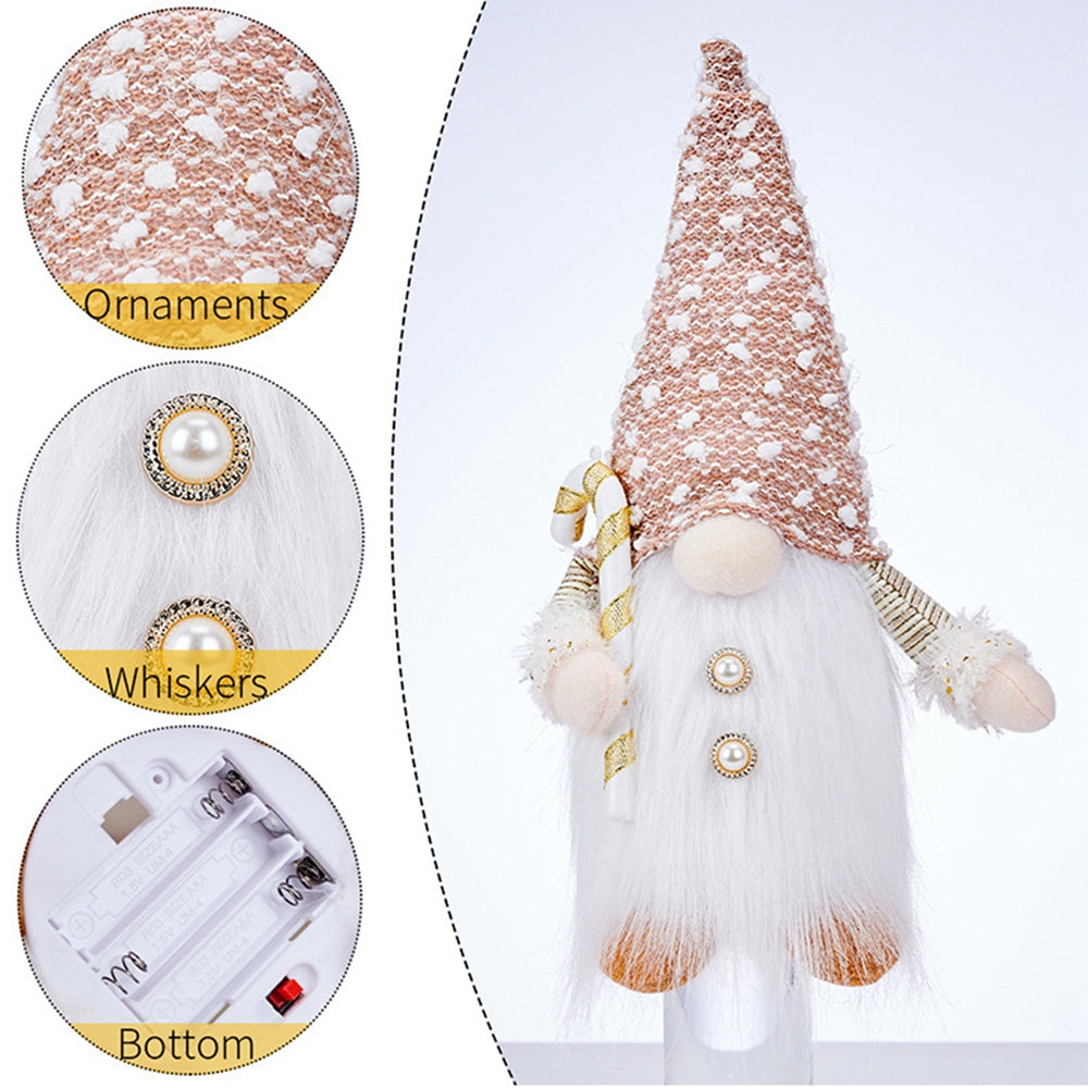 2pcs Christmas Gnome Plush Doll with Lights LED Glowing Ornaments O856190