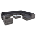 12 Piece Gray Poly Rattan Patio Sofa Conversation Set with Coffee Table and Ottoman B19438