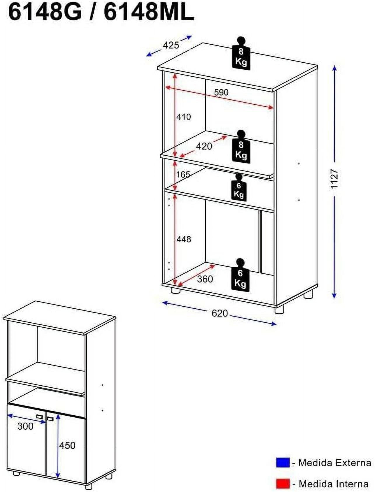 White Multipurpose Microwave Cabinet with 2 Doors and 2 Open Shelves V488