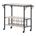 White Oak Bar Cart with Wine Rack S96684