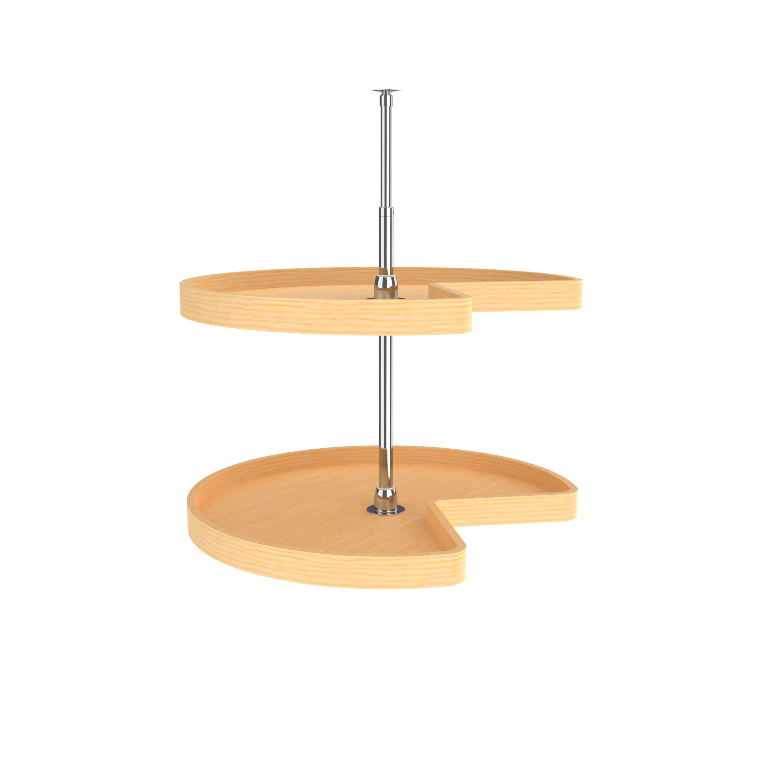 28x22 Natural Wood Kidney Lazy Susan 2-Shelf Q50504