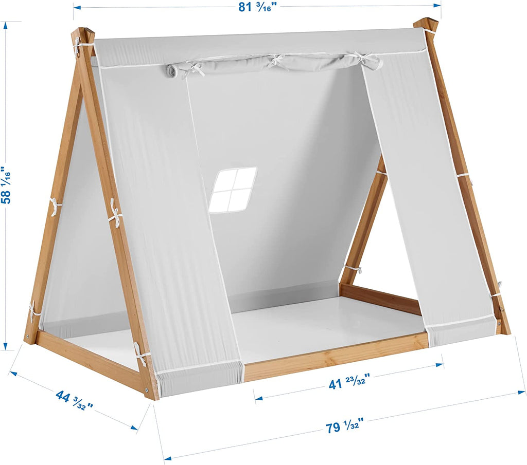 Twin Floor Bed with Natural Frame D961