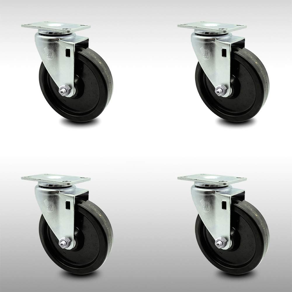 Stainless Steel Phenolic Swivel Caster with Black Wheel, Pack of 2 E445