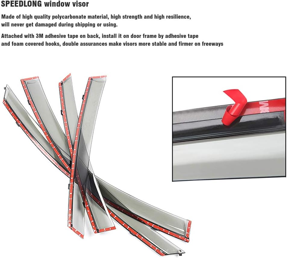 Car Window Visor Vent Shade Deflector Sun/Rain Guards Z497726