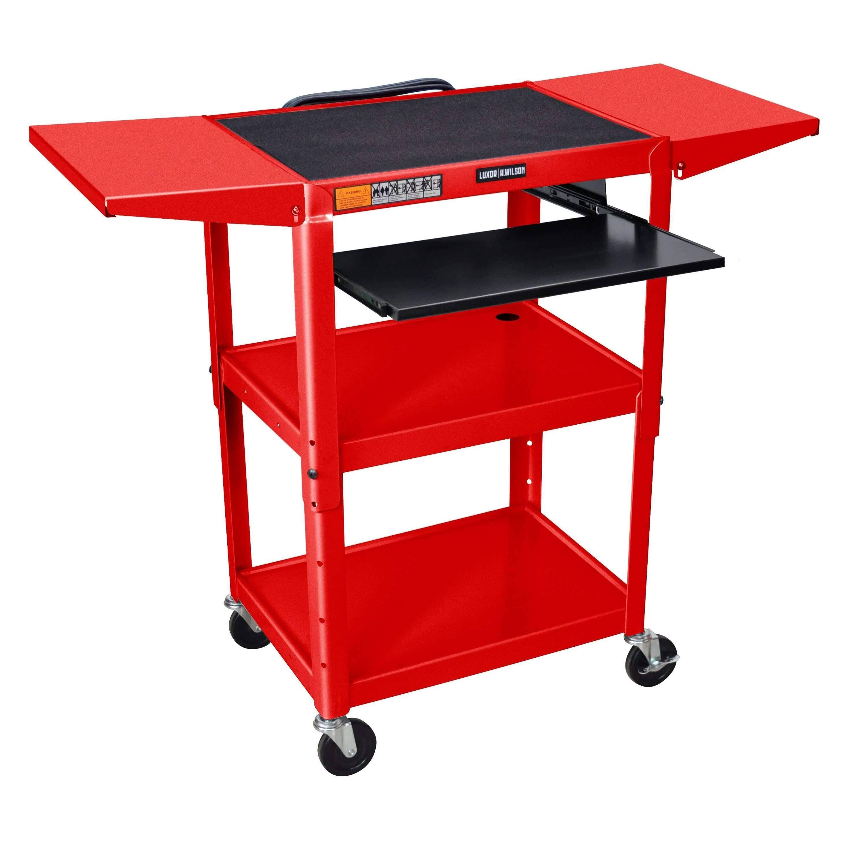 Red Adjustable Height Cart with Leaf/Keyboard N746