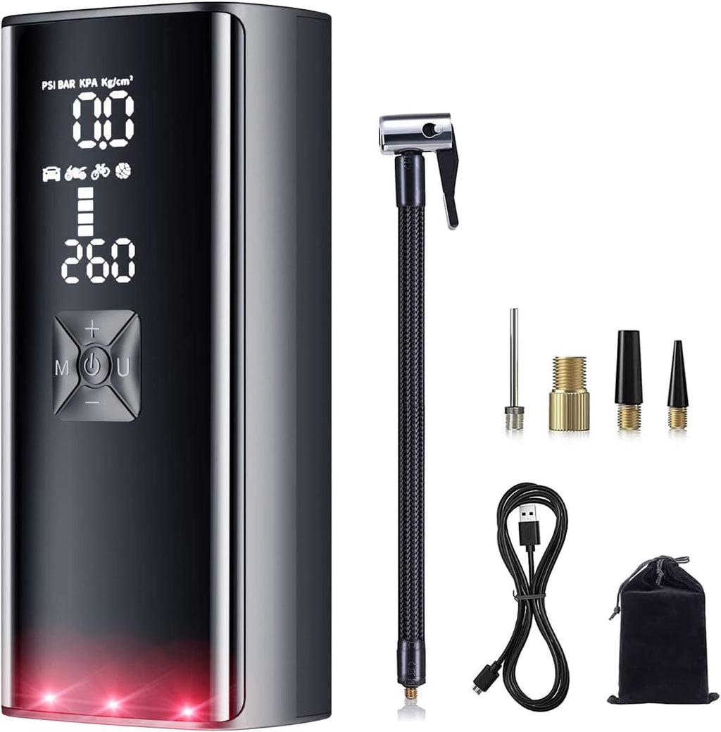 Cordless 150 PSI 6000mAh Rechargeable Tire Pump with Pressure Gauge and LED Light, Pack of 2 I493