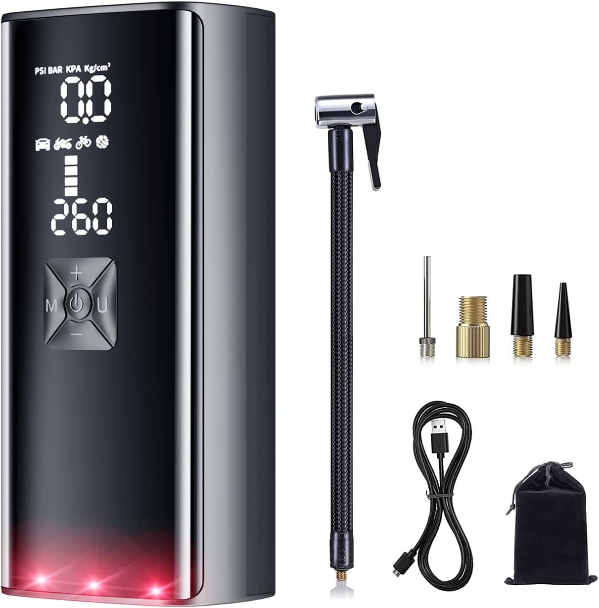 Cordless 150 PSI 6000mAh Rechargeable Tire Pump with Pressure Gauge and LED Light, Pack of 2 I493