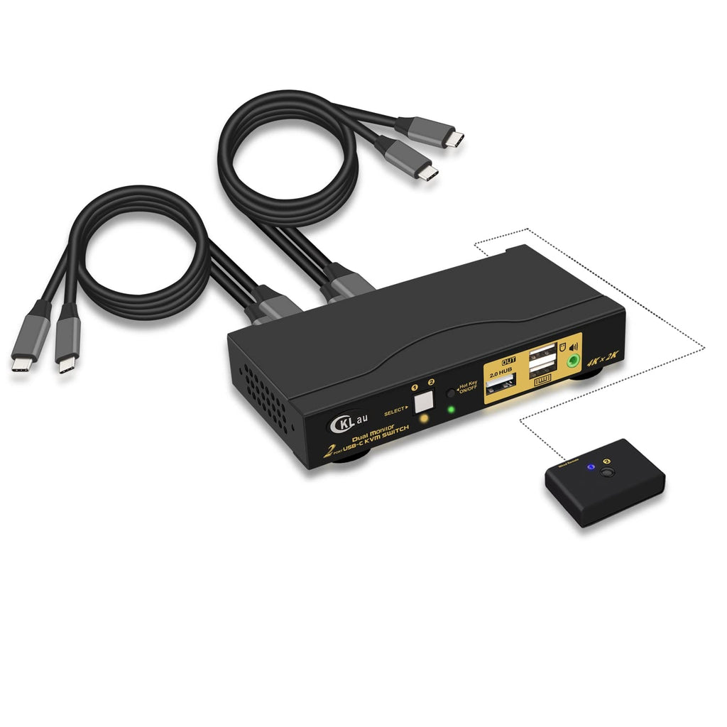 4K@60Hz 2 Port USB C KVM Switch Dual Monitor with Audio A3492