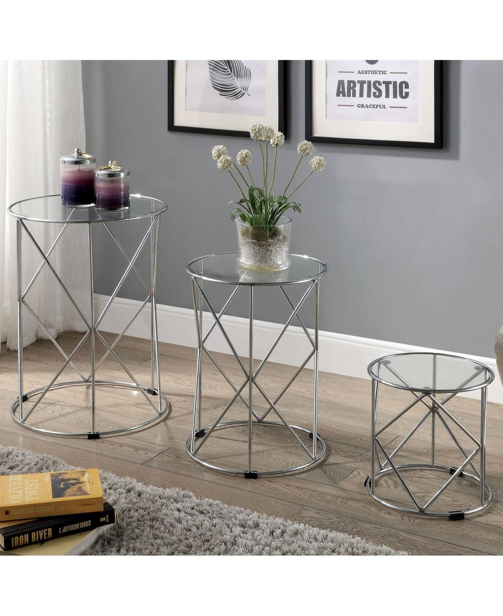 3 Piece Round Nesting Table Set T77540