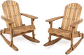 Natural Stained Acacia Wood Adirondack Rocking Chairs, 2-Pcs Set F547