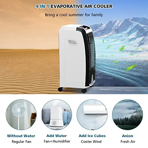 Evaporative Air Cooler with Remote Control, 3 Modes, 7.5H Timer, 6.5L Water Tank G480265