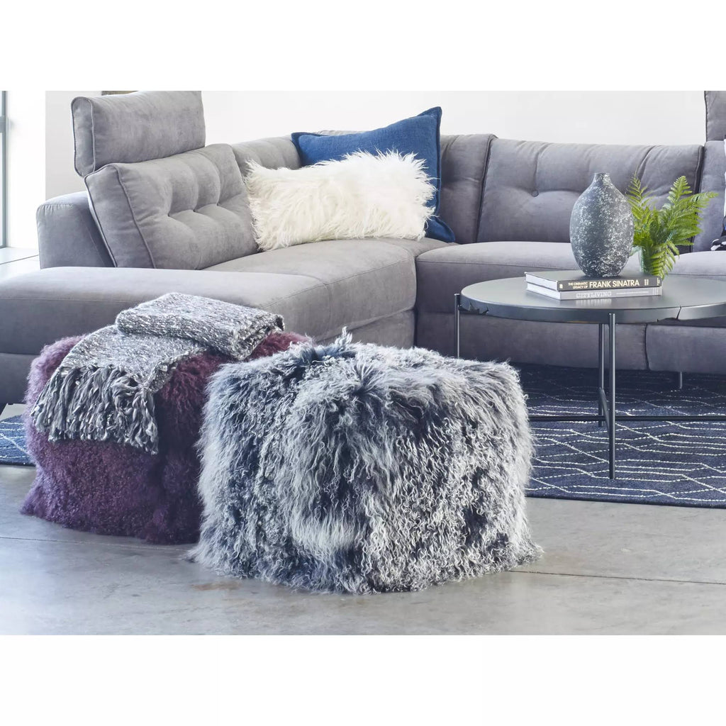 Black Snow Lamb Fur Pouf W681138