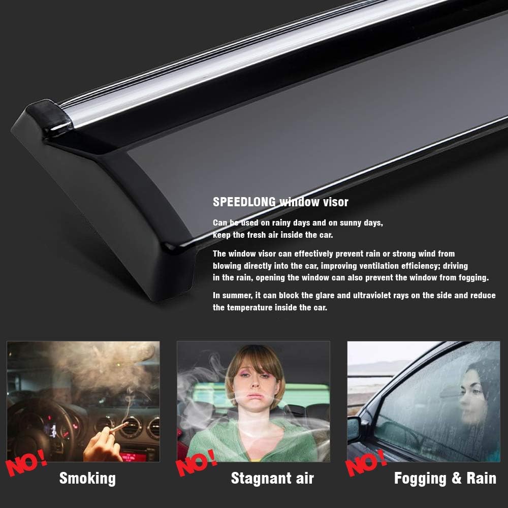 Car Window Visor Vent Shade Deflector Sun/Rain Guards Z497726