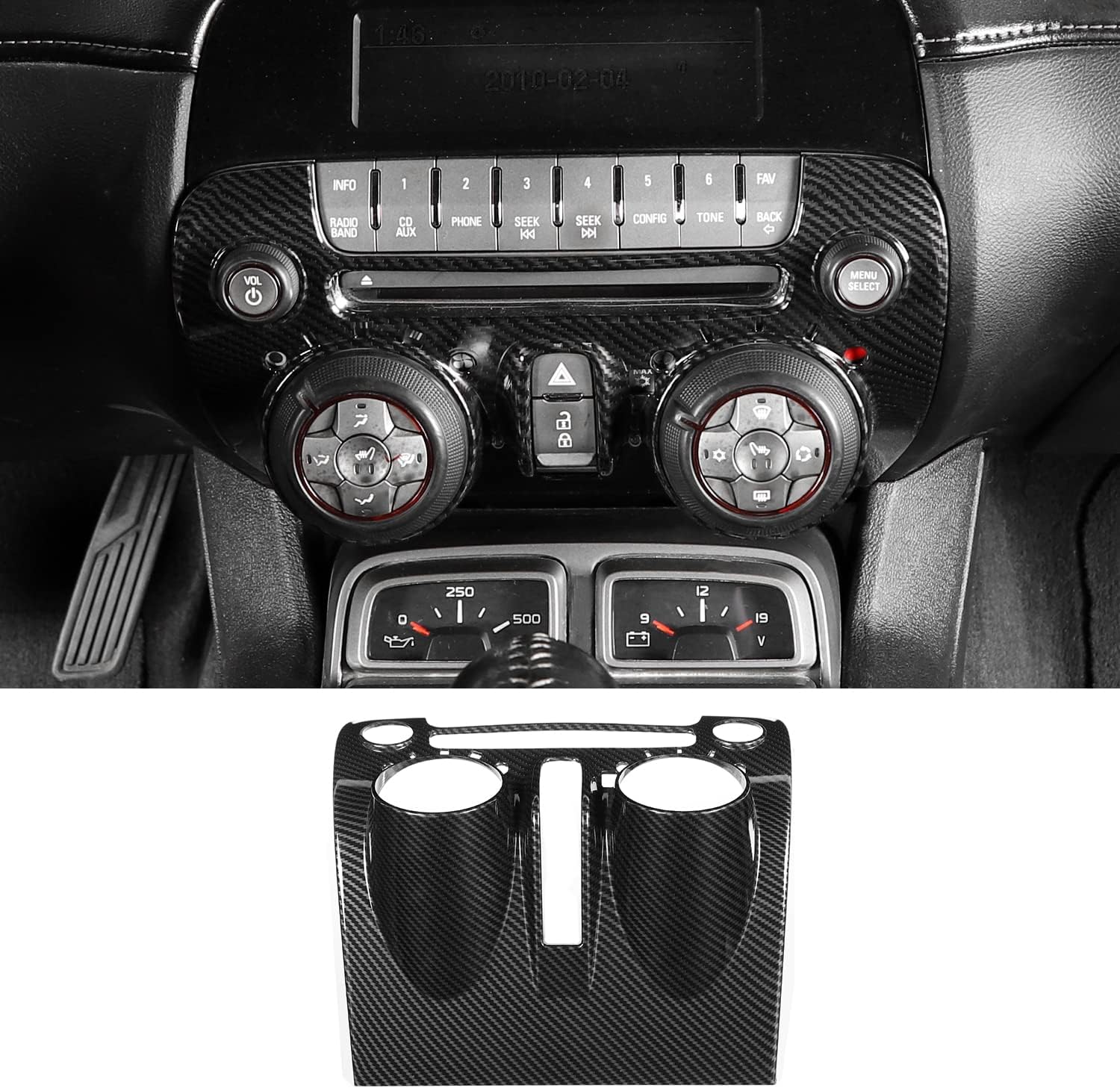 Carbon Fiber Center Console Dashboard Radio Panel Trim for Chevrolet Camaro Pack of 2 X67181