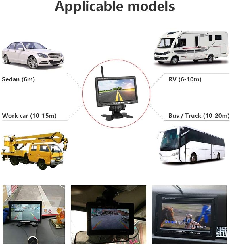 2pcs Wireless Vehicle Backup Cameras Plus 7 Monitor Parking Assistance System X3232