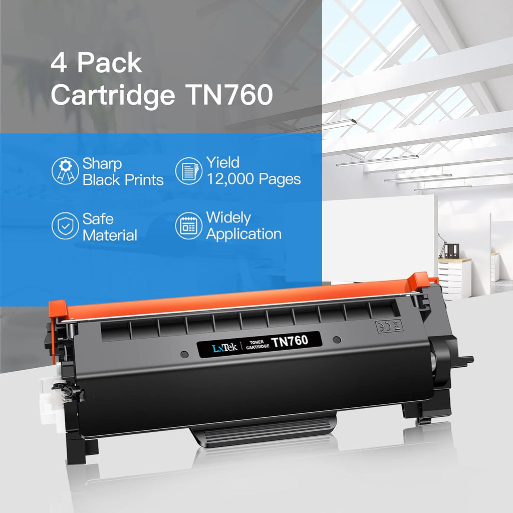 Compatible Toner Cartridge Replacement for Brother TN760 TN730, Black, 4 Pack Z129195