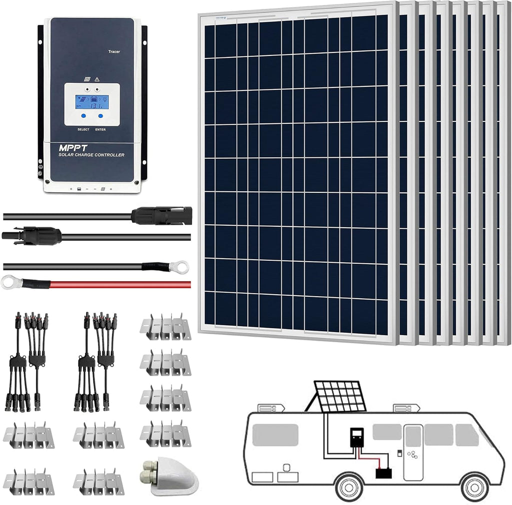 800W 12/24V Polycrystalline Off-Grid Solar Panel Kit with 8PCs 100W Rigid Solar Panels R92377