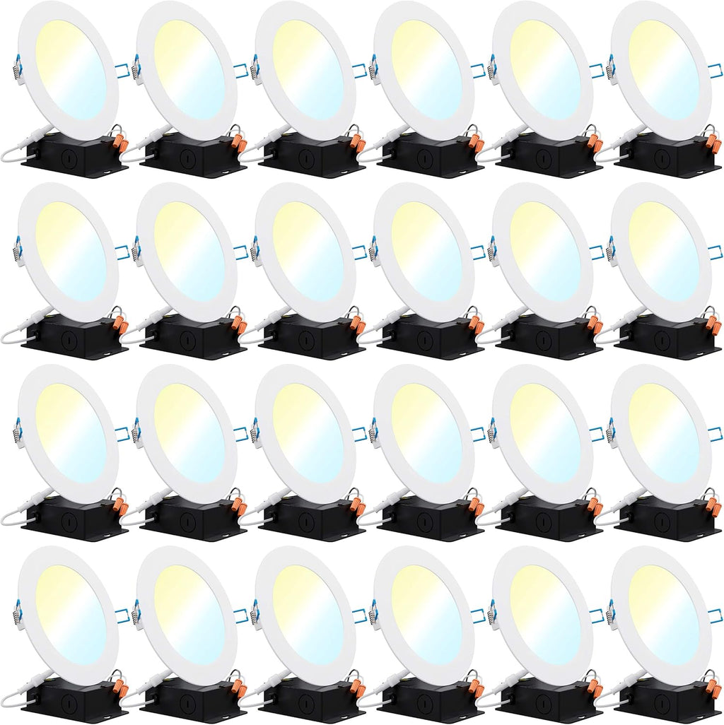 24 Pack 6 Inch LED Recessed Ceiling Lights Slim Dimmable Canless Wafer Thin with Junction Box L90617