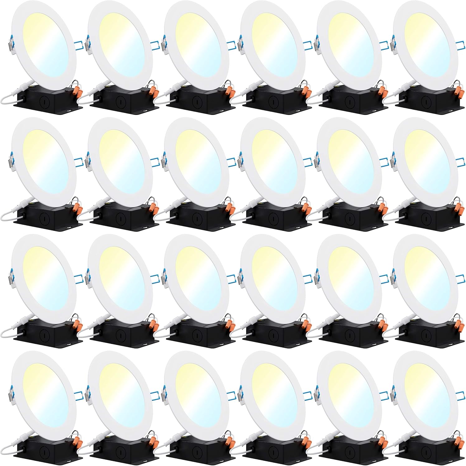24 Pack 6 Inch LED Recessed Ceiling Lights Slim Dimmable Canless Wafer Thin with Junction Box L90617