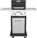 Silver & Black 2-Burner Propane Gas Grill with 2 Foldable Shelves S526