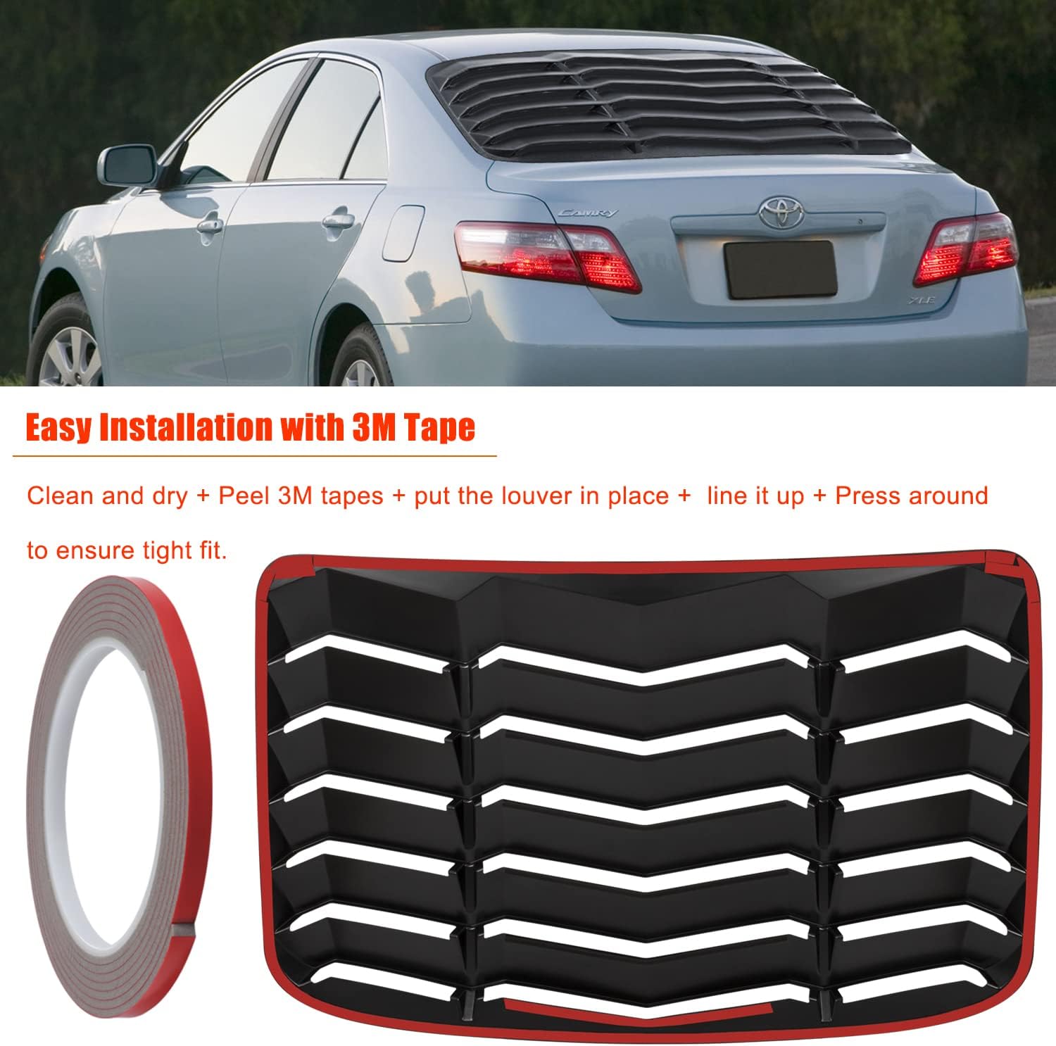 Rear Window Louver ABS Sun Shade Matte Black G444331
