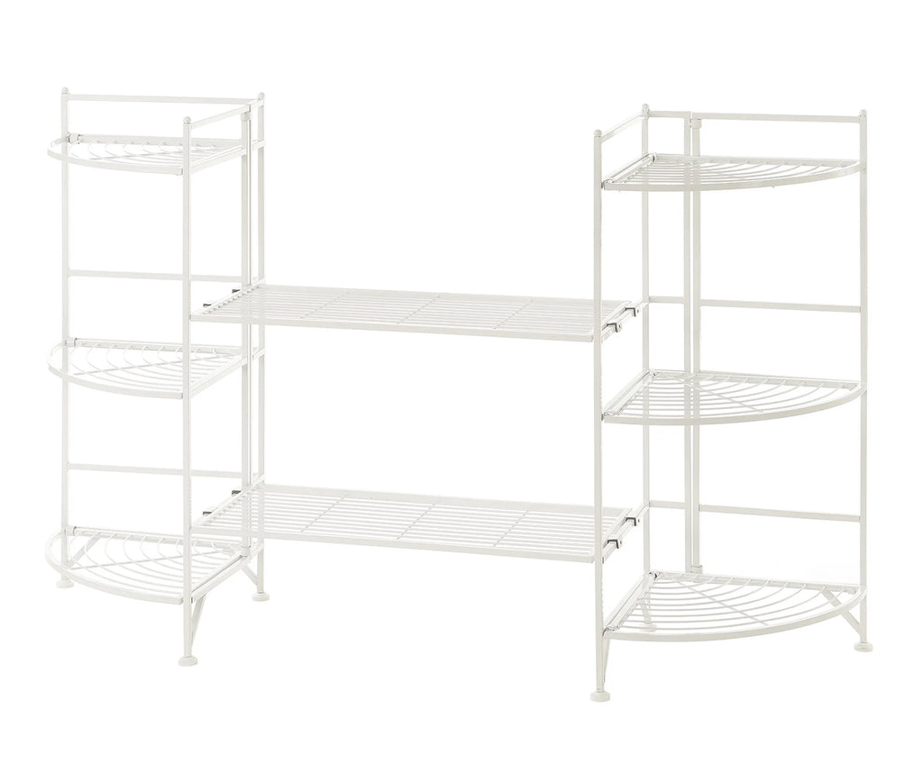 White 3 Tier Folding Metal Corner Shelf A3074