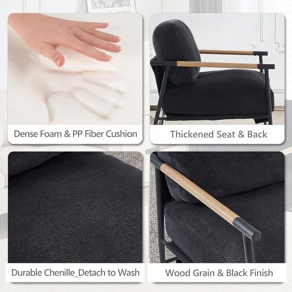 White Chenille Accent Chair with Metal Leg N7016